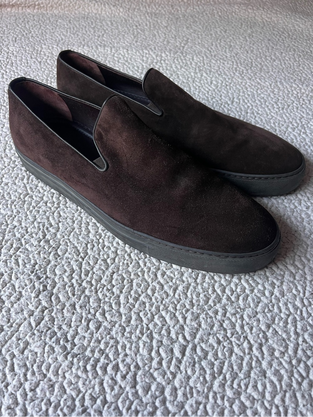Giorgio Armani Made in Italy Brown Suede Slip On Sneakers Loafers Office EU 45